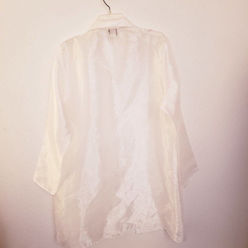 Dove Vintage White Sheer Oversized Shirt/Duster Relaxed Fit Size 1X EUC - Picture 7 of 9